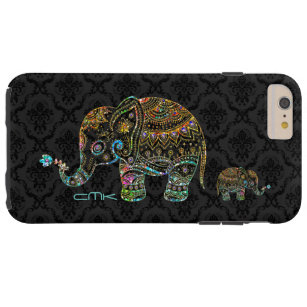 Capa Tough Para iPhone 6 Plus Elefante Bastante Preto e Colorido Brilhante e Our