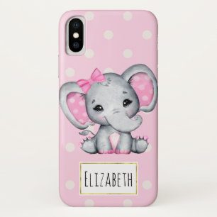 Capa Para iPhone Da Case-Mate Elefante-bebê rosa-claro com orelhas-Bolinhas