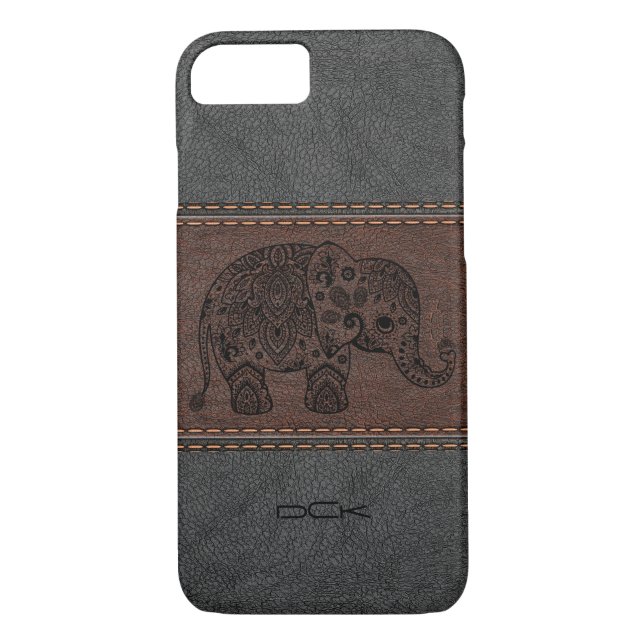 Capa Para iPhone, Case-Mate Elefante Black Paisley Sobre Couro Vintado (Verso)