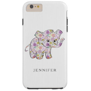 Capa Tough Para iPhone 6 Plus Elefante De Bebê Floral Bonito