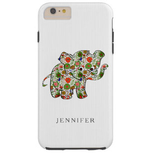 Capa Tough Para iPhone 6 Plus Elefante De Bebê Floral Colorido E Bonito