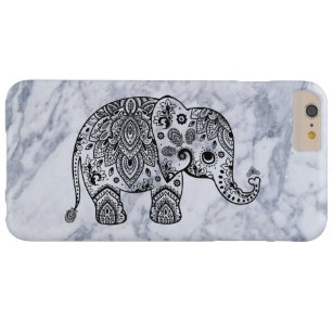 Capa Barely There Para iPhone 6 Plus Elefante de Paisley Preto com Marble Branco