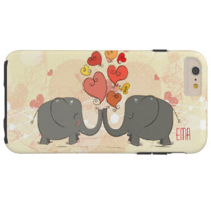 Capa Tough Para iPhone 6 Plus Elefantes Apaixonados Por Corações De Dias de os n