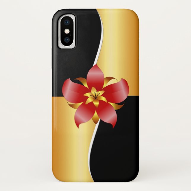 Capa Para iPhone, Case-Mate Elegance Floral Design a Preto e Dourado (Verso)