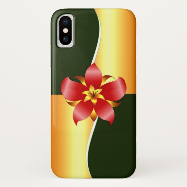 Capa Para iPhone, Case-Mate Elegance Floral Design em verde e Dourado (Verso)