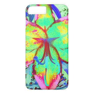 Capa iPhone 8 Plus/7 Plus Elegante abstrato boho retrô verde floral rosa