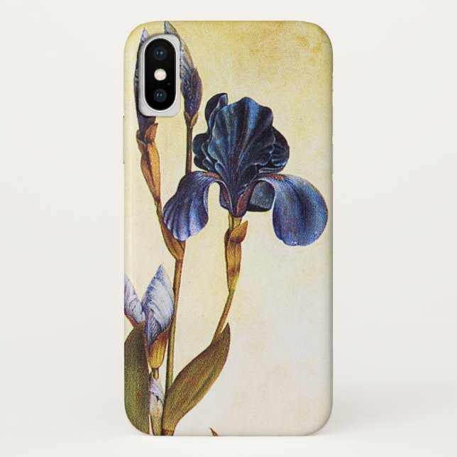 Capa Para iPhone, Case-Mate ELEGANTE BLUE IRIS FLOWERS Ivory Floral (Verso)