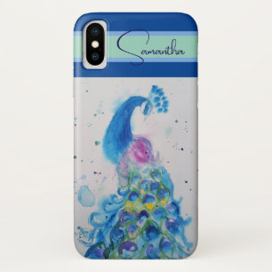 Capa Para iPhone Da Case-Mate Elegante Blue Peacock Watercolor Obrigado