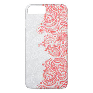 Capa Para iPhone Da Case-Mate Elegante Coral-Red & White Floral Paisley