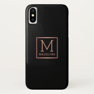 Capa Para iPhone Da Case-Mate Elegante de Monograma Dourado Rosa preto
