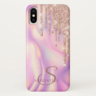 Capa Para iPhone Da Case-Mate Elegante Glitter Drips Holográfico Dourado Rosa