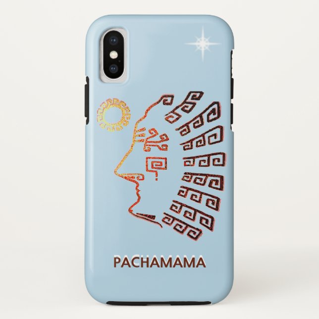 Capa Para iPhone, Case-Mate Elegante Machu_Picchu, Sol e Estrela no Azul Celes (Verso)