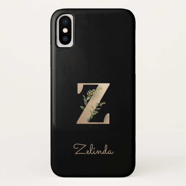 Capa Para iPhone, Case-Mate Elegante Monograma Botânico Letra Z (Verso)