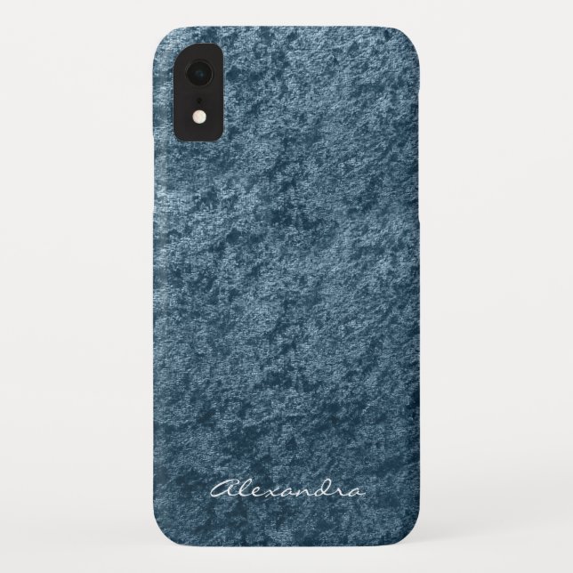 Capa Para iPhone, Case-Mate Elegante Monograma Teal Aqua Blue Velvet (Verso)