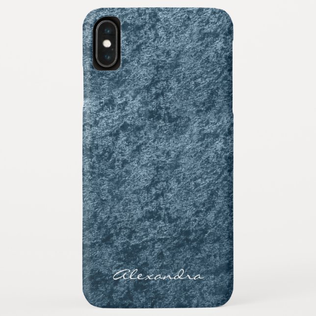Capa Para iPhone, Case-Mate Elegante Monograma Teal Aqua Blue Velvet (Verso)