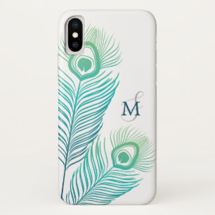 Capa Para iPhone X Elegante Peacock Vintage Monograma