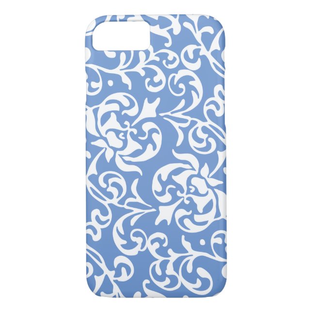 Capa Para iPhone, Case-Mate Elegante Renascentista Tudor Damask Azul e Branco (Verso)