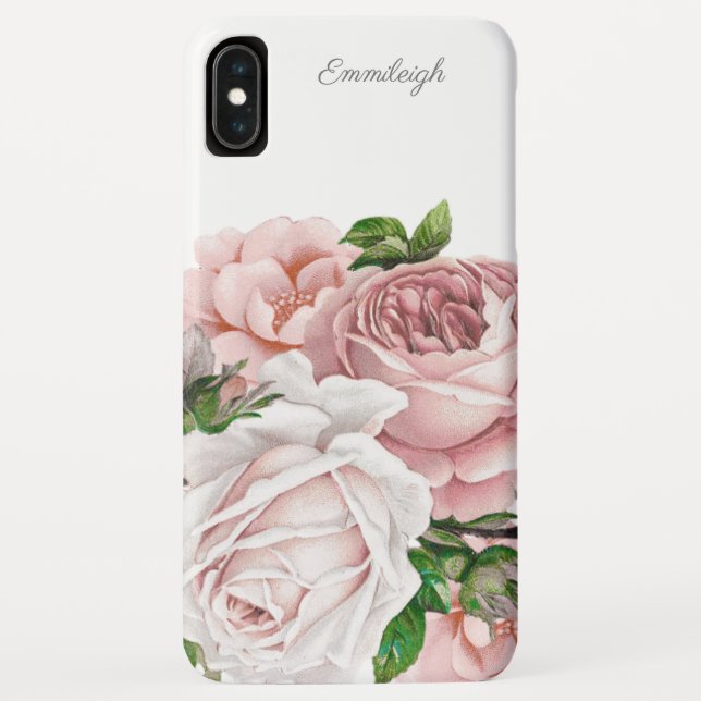 Capa Para iPhone, Case-Mate Elegante Rosa Bege Floral Script Aquarela (Verso)