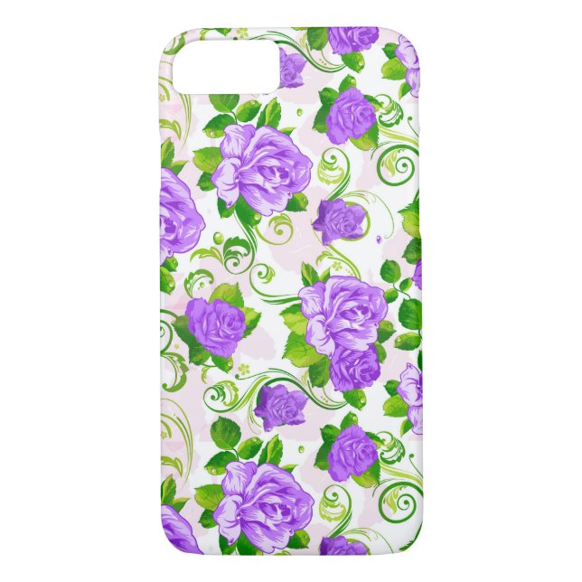 Capa Para iPhone, Case-Mate Elegante Rosas roxas brancas 2 Fundo (Verso)