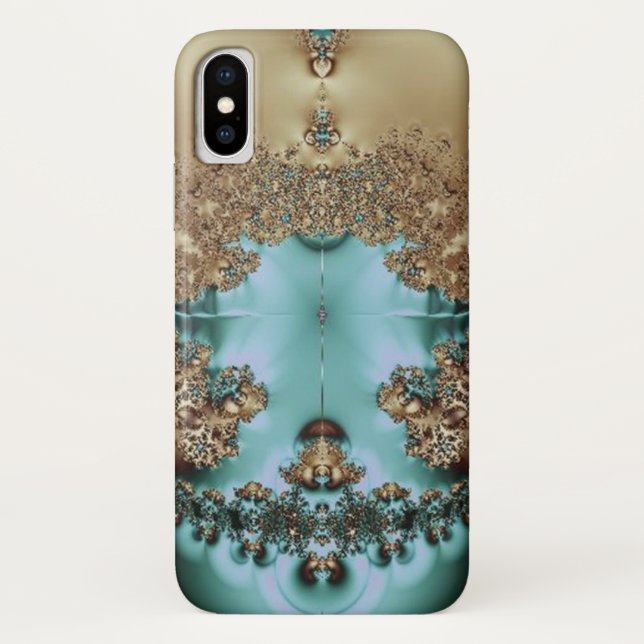 Capa Para iPhone, Case-Mate Elegante Royal Dourado e Aqua (Verso)