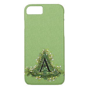 Capa Para iPhone Da Case-Mate Elegante verde Vintage Monograma floral inicial A