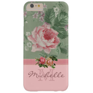 Capa Barely There Para iPhone 6 Plus Elegante Vintage Pink Floral Rosa Monograma