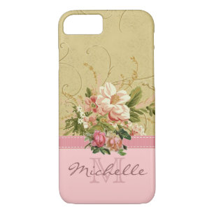 Capa Para iPhone Da Case-Mate Elegante Vintage Pink Floral Rosa Monograma
