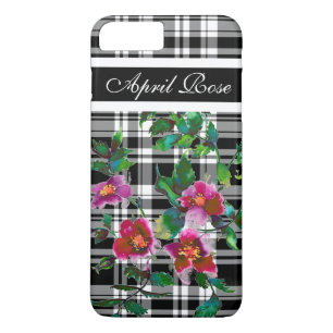Capa iPhone 8 Plus/7 Plus Elegante vintage rosas de aquarela personalização