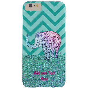 Capa Barely There Para iPhone 6 Plus Elephant Pink Teal Chevron Glitter personalizado