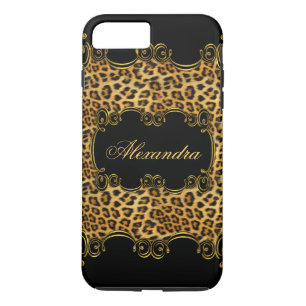 Capa iPhone 8 Plus/7 Plus Elite Regal Leopardo Dourado Preto estampa de anim