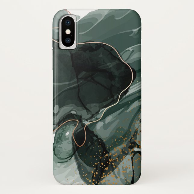 Capa Para iPhone, Case-Mate Emerald Green e Dourado Marble, Fundo Marble (Verso)