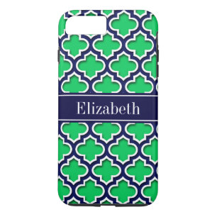 Capa iPhone 8 Plus/7 Plus Emerald Marinho marroquino #5DS Nome do Marinho Mo