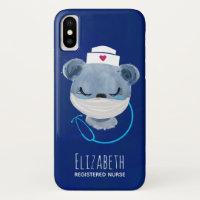 Enfermeira de Urso Bonito Vestindo uma Máscara Méd