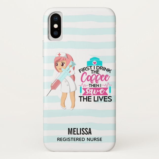 Capa Para iPhone, Case-Mate Enfermeira Engraçada Dizendo com Grande Agulha hip (Verso)