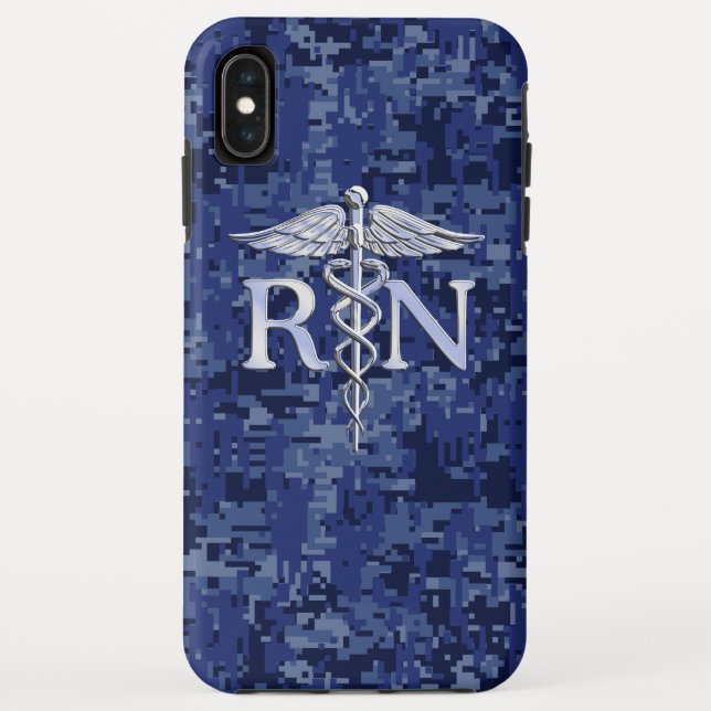 Capa Para iPhone, Case-Mate Enfermeira registrada RN Silber Caduceus Marinho B (Verso)