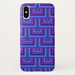 Capa Para iPhone X Escalas quadradas azuis e roxas