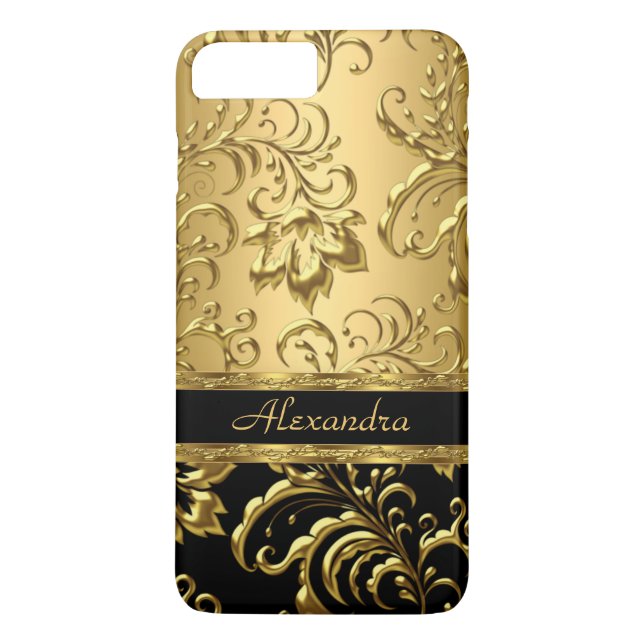 Capa Para iPhone, Case-Mate Escuridão Floral Elegante Preto e Dourado 3 (Verso)