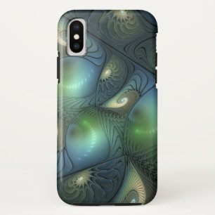 Capa Para iPhone Da Case-Mate Espirais Teal Beige Verde Abstrato Fractal