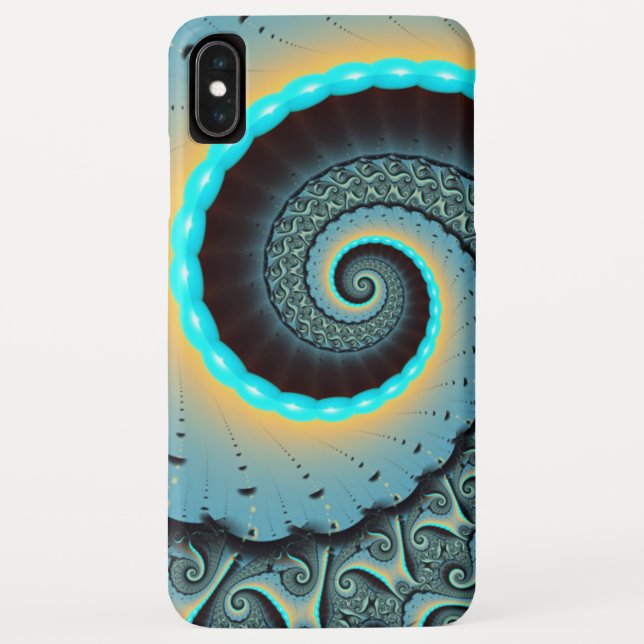 Capa Para iPhone, Case-Mate Espiral de Arte Fractal Laranja abstrato azul Turq (Verso)