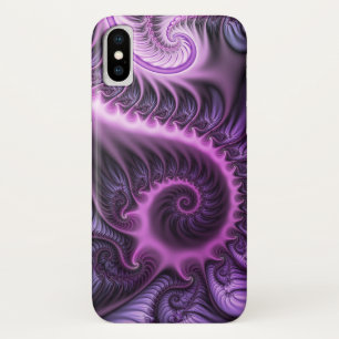 Capa Para iPhone X Espiral roxa cor-de-rosa legal da arte do Fractal