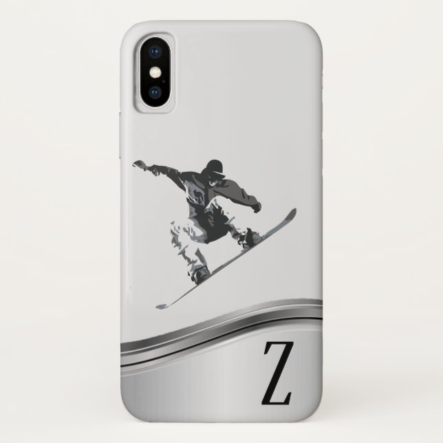 Capa Para iPhone, Case-Mate Esportes de Snowboarder Snowboard Monograma (Verso)