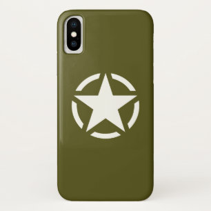 Capa Para iPhone X Estêncil estelar clássico em Khaki Green