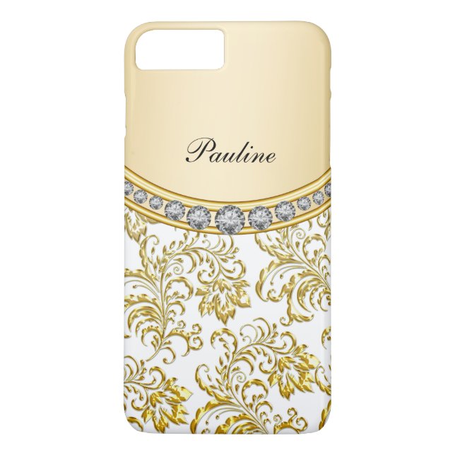 Capa Para iPhone, Case-Mate Estilo de Monograma Dourado Clássico (Verso)