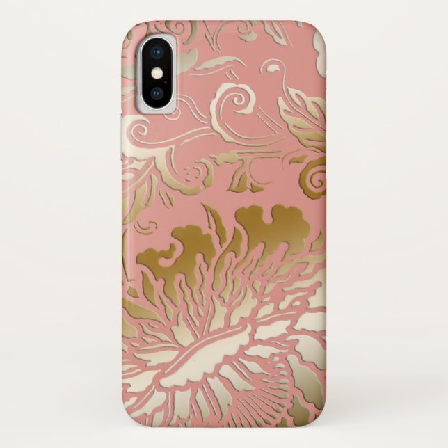 Capa Para iPhone, Case-Mate Estilo emblemático elegante Rosa floral Dourado (Verso)