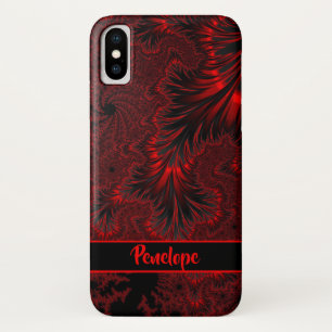 Capa Para iPhone Da Case-Mate Estilo Gótico de Damasco Vermelho e Preto Fratural