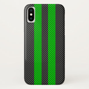 Capa Para iPhone X Estilos de fibra de carbono verde esportivo