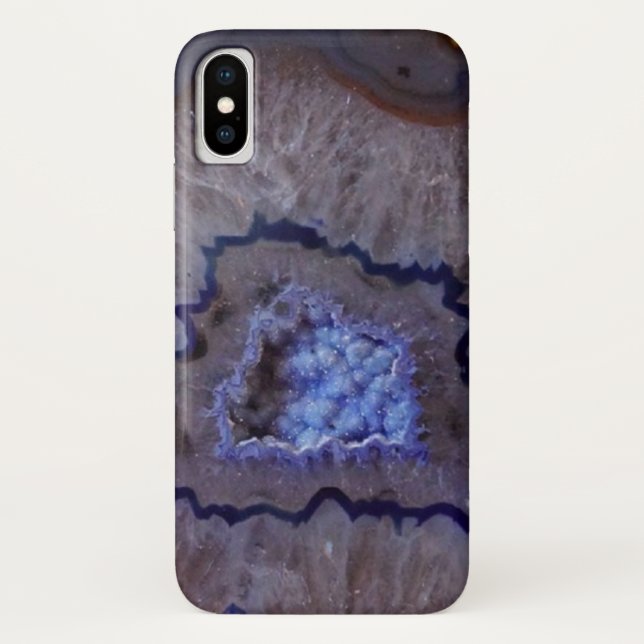 Capa Para iPhone, Case-Mate Estojo de Celular de Pedras Minerais de Geodo Azul (Verso)