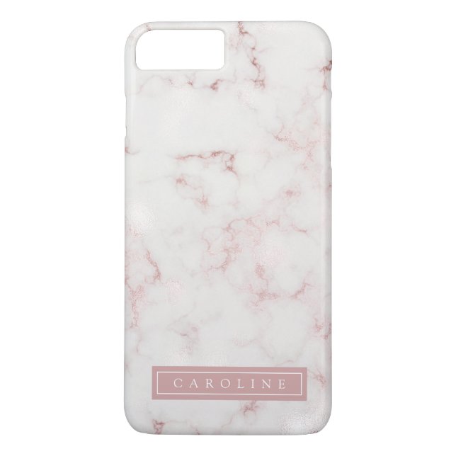 Capa Para iPhone, Case-Mate Estojo de telefone de mármore dourado rosado moder (Verso)