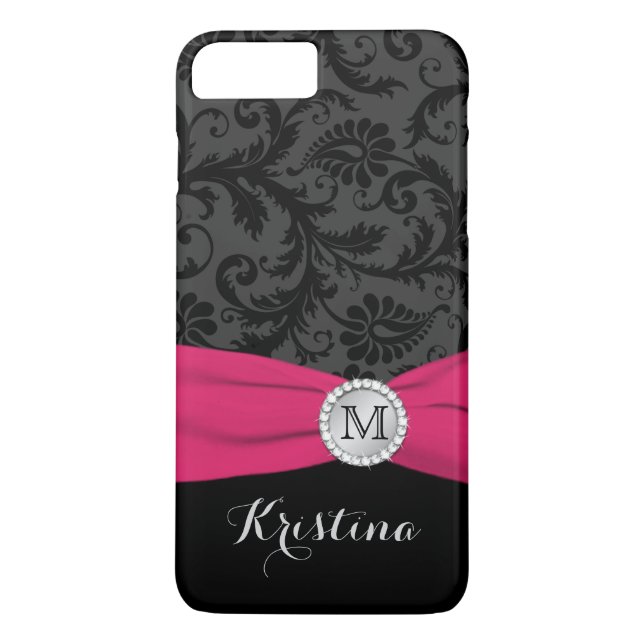 Capa Para iPhone, Case-Mate Estojo para iPhone 7 Monograma Preto, Cinza, Rosa  (Verso)