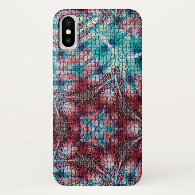 Capa Para iPhone, Case-Mate ESTRELA abstrato RED BLUE MOSAIC (Verso)
